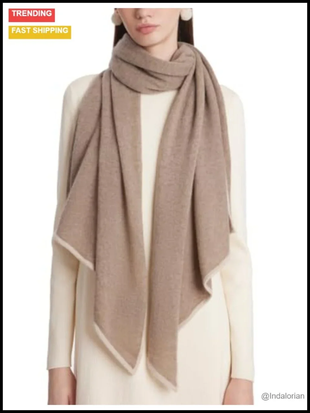 Women's 100% Pure Cashmere Scarf Parallelogram Cut Lightweight Wrap Fall Winter